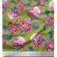 thumbnail image 1 of Soimoi Green Silk Fabric Leaves & Floral Decor Fabric Printed BTY 42 Inch Wide, 1 of 3