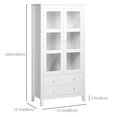 thumbnail image 3 of HOMCOM Armoire de Rangement de Cuisine avec 2 Tiroirs, Portes en Verre, Blanc, 3 of 10