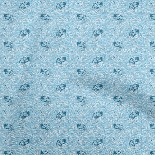 oneOone Cotton Silk Light Blue Fabric Ocean Wave Sewing Craft Projects Fabric Prints By Yard 42 Inch Wide