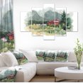 thumbnail image 1 of Aquarelle Maison et Montagnes - Impression sur Toile Paysage, 1 of 3