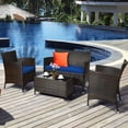 thumbnail image 3 of Costway 8PCS Rattan Patio Furniture Set Cushioned Sofa Chair Coffee Table Navy, 3 of 9