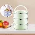 thumbnail image 4 of Boîte à Lunch Bento pour Enfants, Bol de Boîte à Lunch en Acier Inoxydable Isolé, Contenants de Préparation de Repas, Contenant de Boîte à Lunch, Collation, Boîte Bento, Vert-3 Couches, 4 of 6