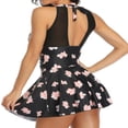 thumbnail image 4 of Women One Piece Modest Swim Dress Halter Neck Floral Leaf Leopard Print Open Back Ruched Swimsuits, 4 of 6