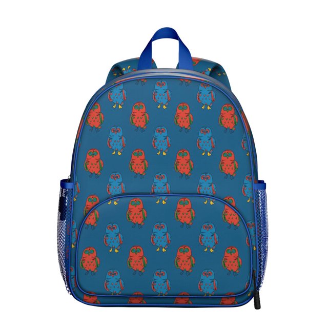 Night Owl Student Backpack – Cute Snowy Owl Big Eyes Cartoon Pattern With Artistic Night Design