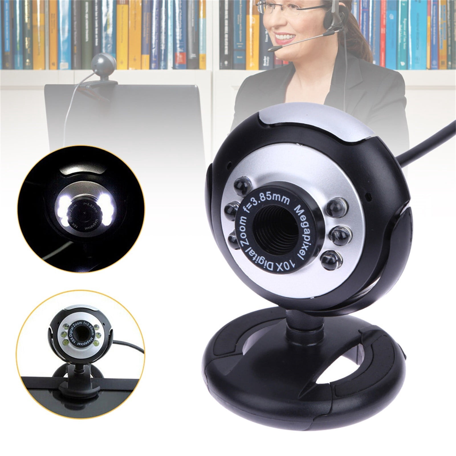 WIFKLSIIPG High-definition Video Webcam Webcam USB 2.0 Digital Camera with Built-in Sound Microphone for Laptop Computer-with Light Bulb