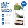 thumbnail image 4 of Gracious Living 3 Shelf Set Height Light Duty Storage Unit, White (2 Pack), 4 of 10
