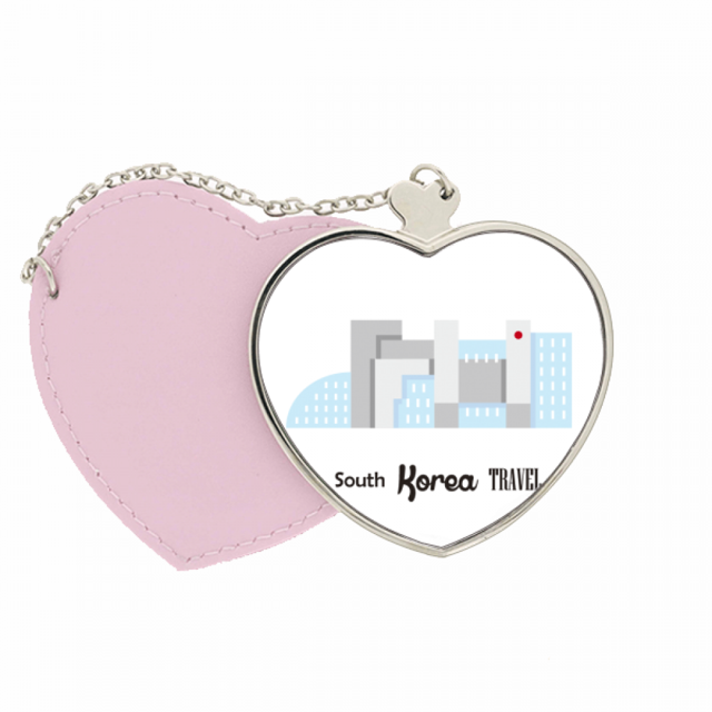 Monuments de Corée du Sud le Bâtiment Miroir Sac de Voyage Maquillage Cœur Rose