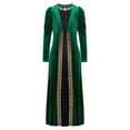 thumbnail image 3 of iiniim Kids Girls Renaissance Medieval Royalty Princess Costume Velvet Gold Flowers Color Block Long Gown Green 10, 3 of 5