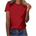 thumbnail image 1 of Yuyuzo T-Shirts d'Été pour Femmes Décontractés à Col Rond à Manches Courtes Hauts Tee Amples Blouses Unies, 1 of 5