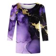 thumbnail image 3 of UPPADA Blouses pour Femmes Grande Taille à Manches 3/4, T-Shirts à Imprimé Floral Teintable, Chemises Décontractées Tendance à Col Rond, Chandails Confortables à Enfiler, Hauts Blouses Mignons d'Été pour Femmes, Hauts à Manches 3/4 en Liquidation, 3 of 5