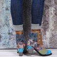 thumbnail image 5 of Women's Shoes Retro National-Style Splicing Mid Heel Zipper Short Leather Boots, 5 of 5