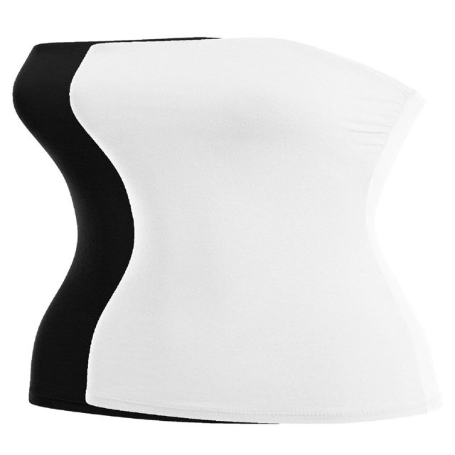 CHUANK Haut Bandeau Long Tube Basique Uni Extensible en Coton pour Femmes, Lot de 2