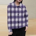 thumbnail image 1 of Mceream Women's Ribbed Knit Shacket Button Down Plaid Jackets Long Sleeve Sweater Shirts Fall Winter Trendy Cardigans Plus Size Winter Warm Outwear Chaqueta De Invierno Para Mujer Purple M, 1 of 5