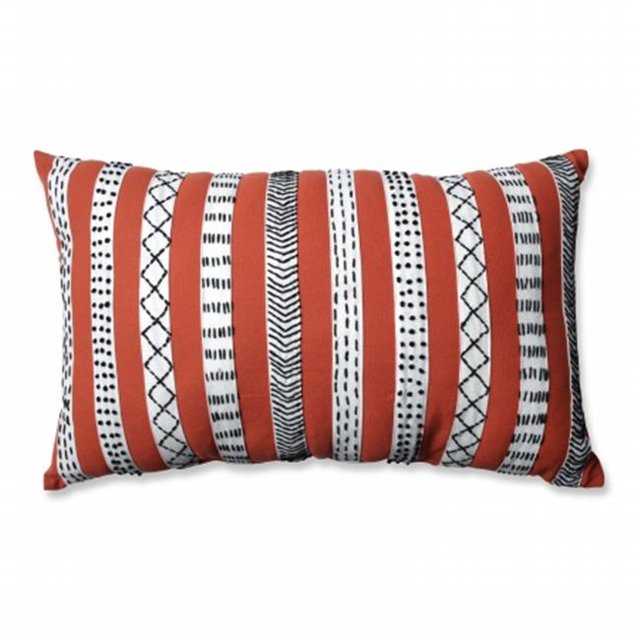 Pillow Perfect 598703 Bandes Tribales Rouille & Noir Plaid Rectangulaire Oreiller
