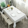 thumbnail image 1 of Plastic Tablecloth Waterproof Oil Resistant, ZZkhGO Wipeable Checkered Table Cover, Extra Large 54x71 Inch PVC Picnic Mat for Outdoor Camping Dining, White, 1 of 6