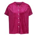 thumbnail image 4 of fheaev Hauts d'Été pour Femmes 2025 Vacances T-Shirt à Manches Courtes en Velours Doré à Col Rond, 4 of 7