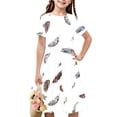 thumbnail image 1 of Soldes de Liquidation Aujourd'hui Offres Iumwxz Robe Décontractée Trapèze Robe Tunique pour Adolescentes Robes Col Rond Mignonne à Motif Robe à Manches Courtes pour Filles Robes Ravissantes pour Fête 4-14a, 1 of 7