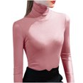 thumbnail image 1 of Besolor Womens Turtleneck Long Sleeve Tops Slim Fitted Basic Shirts Plus Size Solid Color Going out Tees Tights, 1 of 3