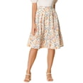 thumbnail image 1 of Unique Bargains Women's Ruffle Hem Tiered A-Line Floral Midi Skirt White S, 1 of 7