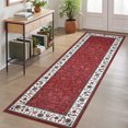 thumbnail image 1 of Garvee 2x6 Modern Bordered Runner Rugs Floral Print Rug, Ultra-Soft Low Pile Non Slip Carpet Washable Stain Resistant Rug for Hallway Kitchen Laundry Bedroom, Red, 1 of 8