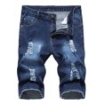 thumbnail image 1 of XZNGL Mens Shorts with Zipper Pockets Zipper Elastic Slim Casual Shorts Play Wrap Ripped Mens Mid-Length Pants, 1 of 1