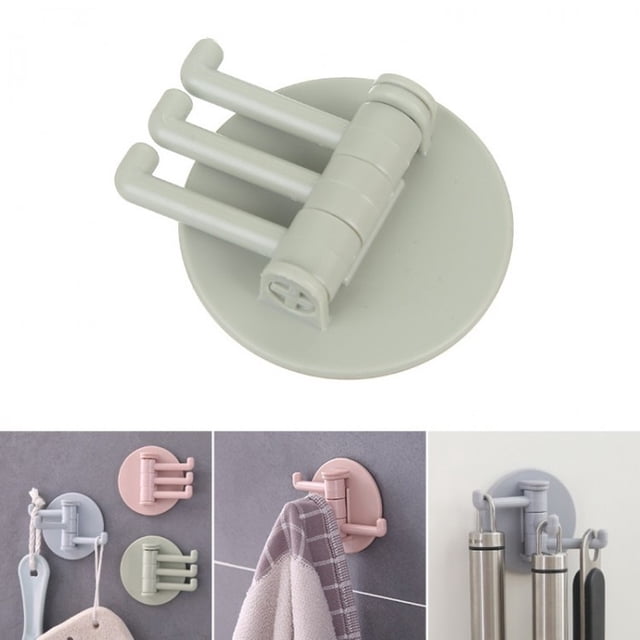 Wall Hooks for Hanging 2Kg Rubber Hook Rotatable Strong Load-Bearing Rod Hook Bathroom Wall Frame Tool Adhesive Wall Hooks