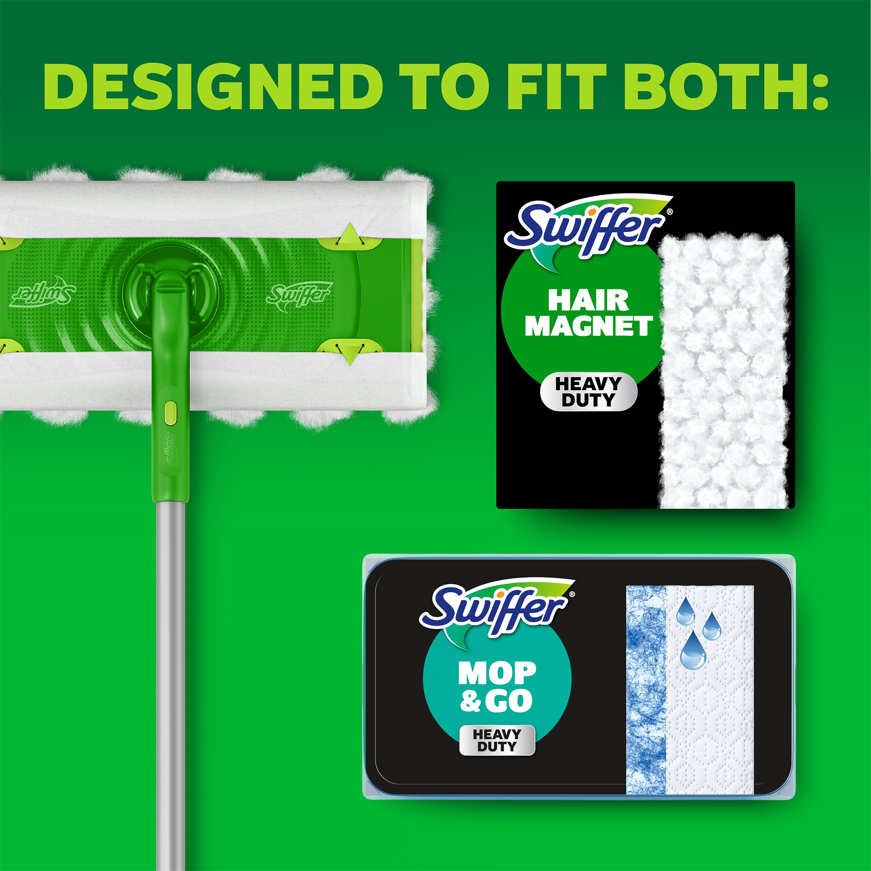 Swiffer Hair Magnet Pro Starter Kit with Collapsible Pole, 6 Hair Magnet Dry Cloths, 2 Bonus Mop & Go Wet Cloths