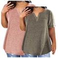 thumbnail image 1 of Babysbule T-Shirt Surdimensionné à Col en V pour Femmes 2 Pcs, Doux, Confortable, Blouse Décontractée, Haut d'Été Mode, Polyester, 1 of 3