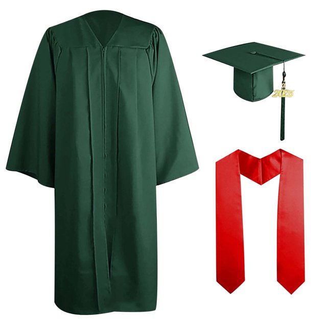 Ensemble Robe de Collation des Grades et Bonnet pour Adulte - Charme Année 2024, Robe en Polyester Unisexe avec Fermeture Éclair