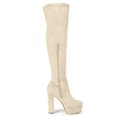 thumbnail image 3 of Unique Bargains Women's Platform Block Heel Over Knee High Boots Beige US 9, 3 of 8