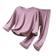thumbnail image 1 of MIASHUI Ensemble de Pyjama à Manches Courtes et Pantalon pour Garçons, Décontracté, Violet Clair, 6-7 Ans, 1 of 3