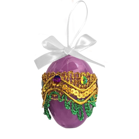 Plastic Easter Eggs Purple 6Cm Bow Ribbon Hanging Ornament for Easter Basket Fillers