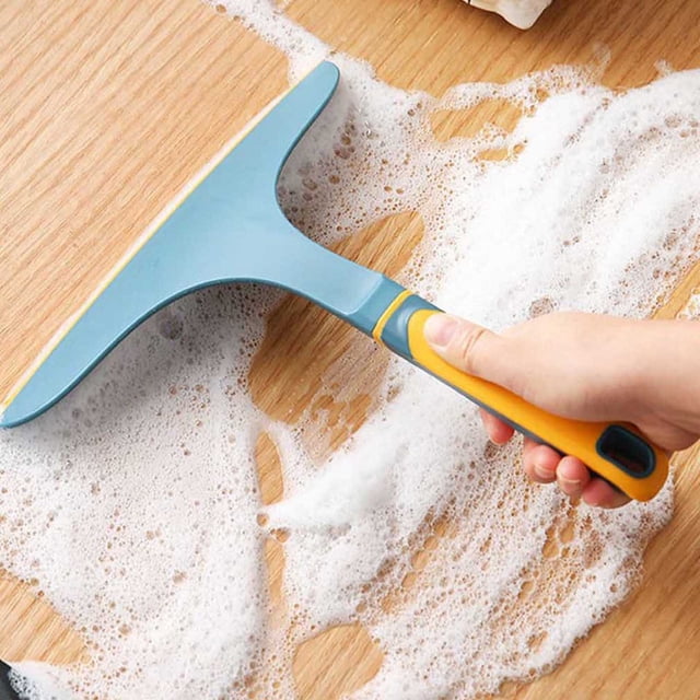 Ftwytp Raclette en Verre, Lame en Caoutchouc Flexible en TPR, Raclette à Poignée Courbée pour Portes de Douche, Salle de Bain, Fenêtres, Comptoirs, Table à Café, Élimination des Résidus de Savon, Nettoyage Sans Traces d'Eau