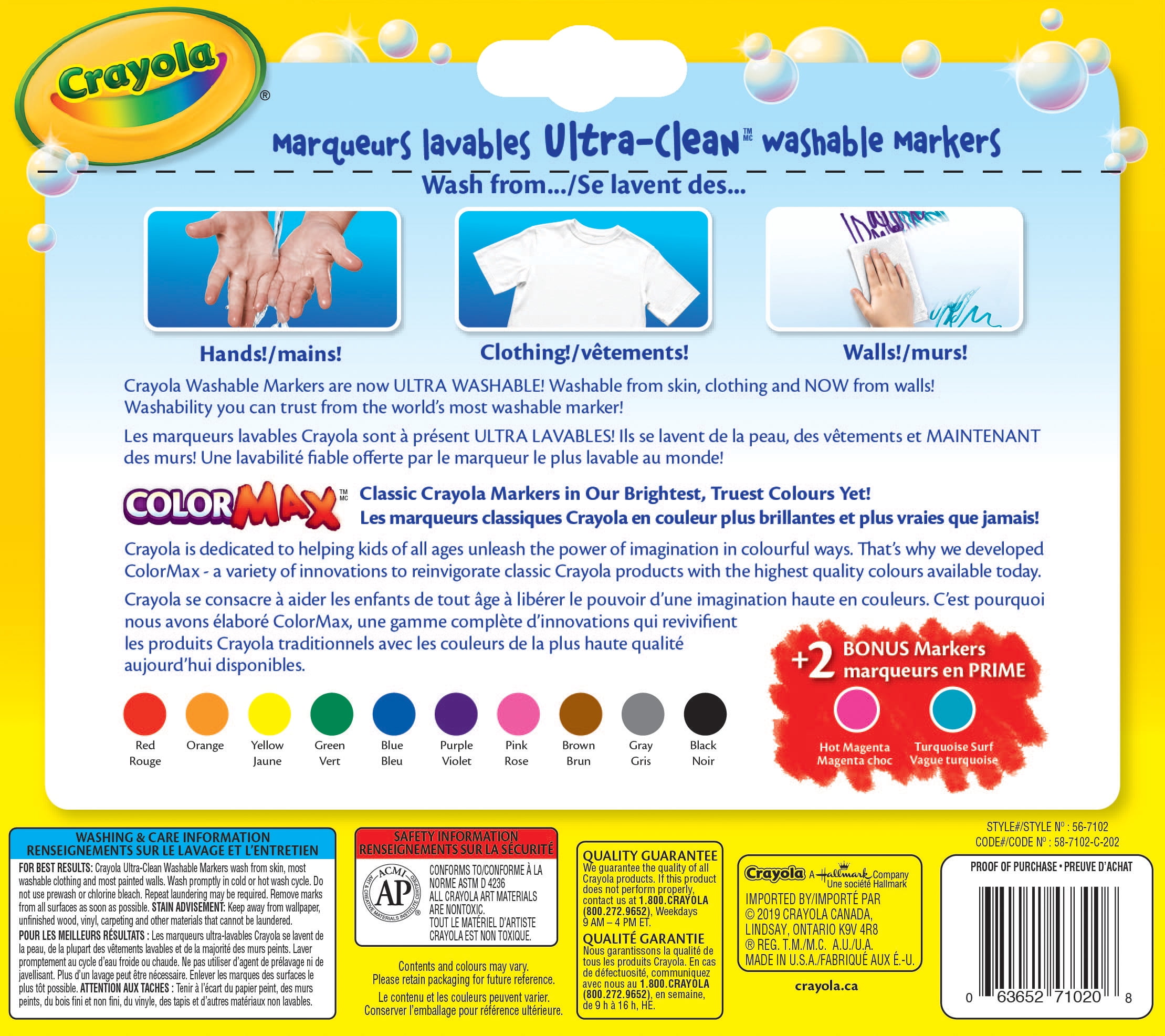 Crayola Marqueurs à trait large Ultra Clean lavables