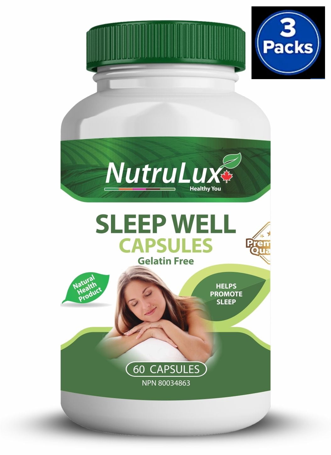 Sleep Well ( 60 mg Vitamin C ) Halal Gelatin Free Capsules(Pack of 3)