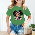 thumbnail image 2 of LUOGENLI T-Shirt pour Filles T-Shirt d'Été pour Filles à Col Rond, Imprimé de Dessin Animé, Décontracté, Ample, à Manches Courtes, T-Shirt Long pour Filles Vert 4-6 Ans, 2 of 5
