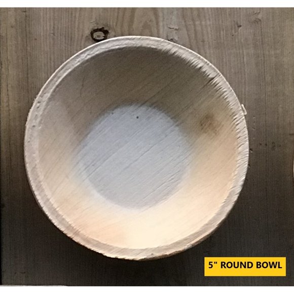 Bio Mart Leaf Tableware/100% Natural-Eco-friendly/Re-usable/Elegant/Compostable/Disposable/Biodegradable/Party,Wedding,BBQPlates & Bowls- 5" Round Bowl - Pack of 10 or 25