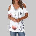 thumbnail image 1 of Soki T-Shirt à Épaules Dénudées pour Femmes Liquidation Blouses Manches Courtes Col en V Hauts à la Mode, 1 of 6