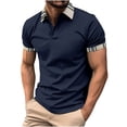 thumbnail image 1 of XZNGL Chemise Blouse pour Homme Décontractée à Rayures Imprimées à Boutons à Manches Courtes à Col Rabattu, 1 of 5