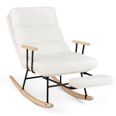 Costway 1 Pce Chaise Berçante pour Chambre de Bébé avec Dossier Réglable à 5 Niveaux et Repose-Pieds Rétractable
