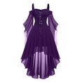 thumbnail image 1 of Robes Style Gothique pour Femmes Grande Taille Mode Robe Midi Corset Manches Longues Évasées Chiffon Fête Élégante, 1 of 5