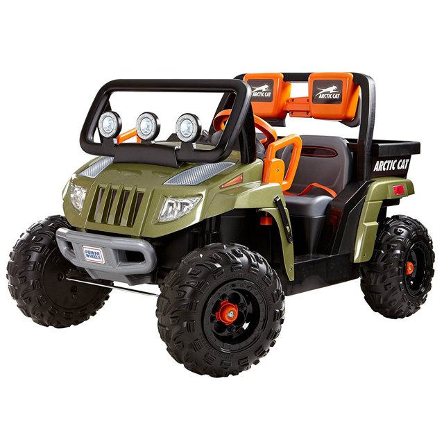 Fisher Price Power Wheels Arctic Cat Kids Ride On Electronic Vehicle, Army Green