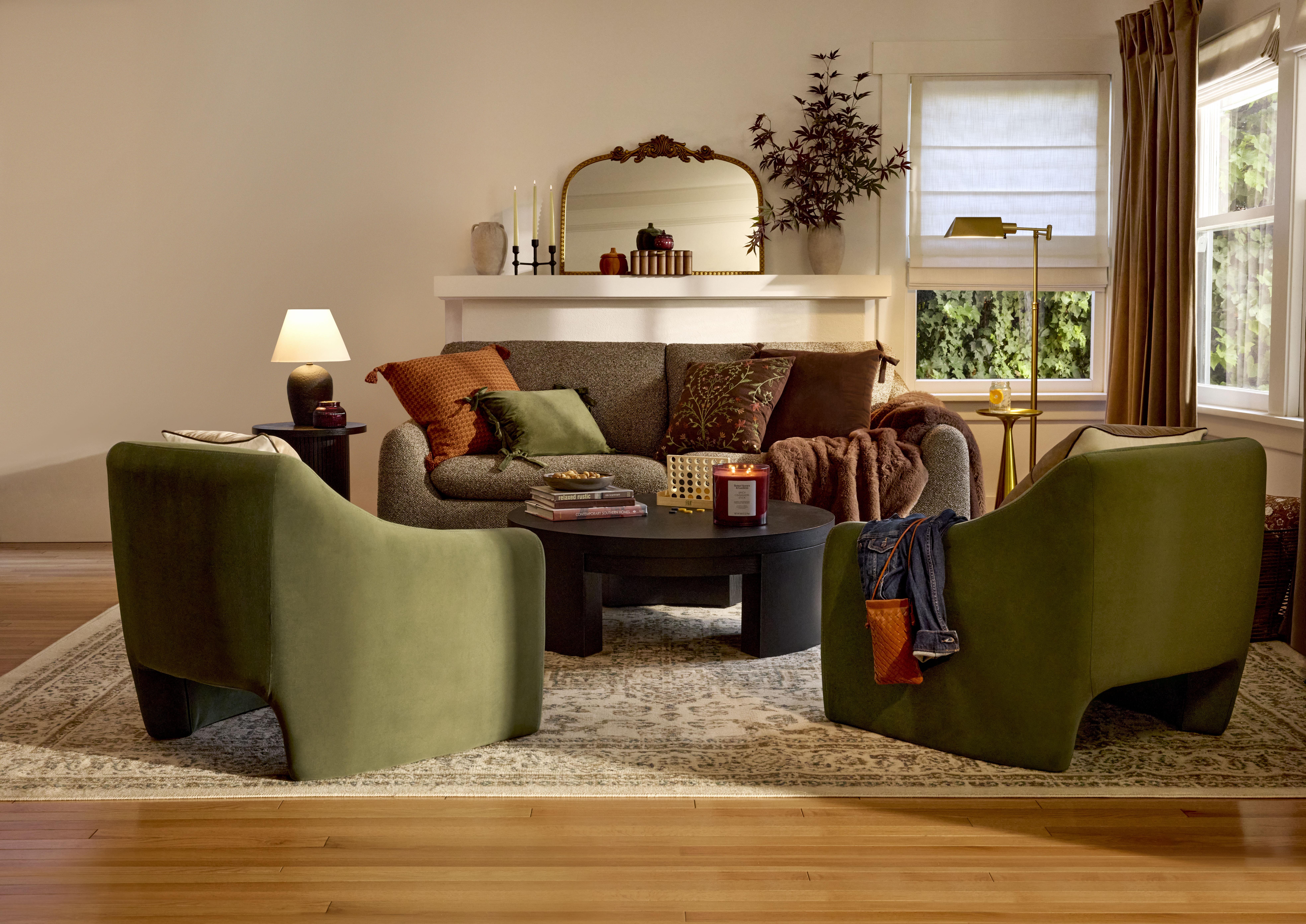 Better Homes & Gardens Emerson curvy accent chair, Olive