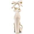 thumbnail image 3 of BLISSFUL STEP Women's Lace Up Platform Block Heel Sandals Beige (Size 9), 3 of 8