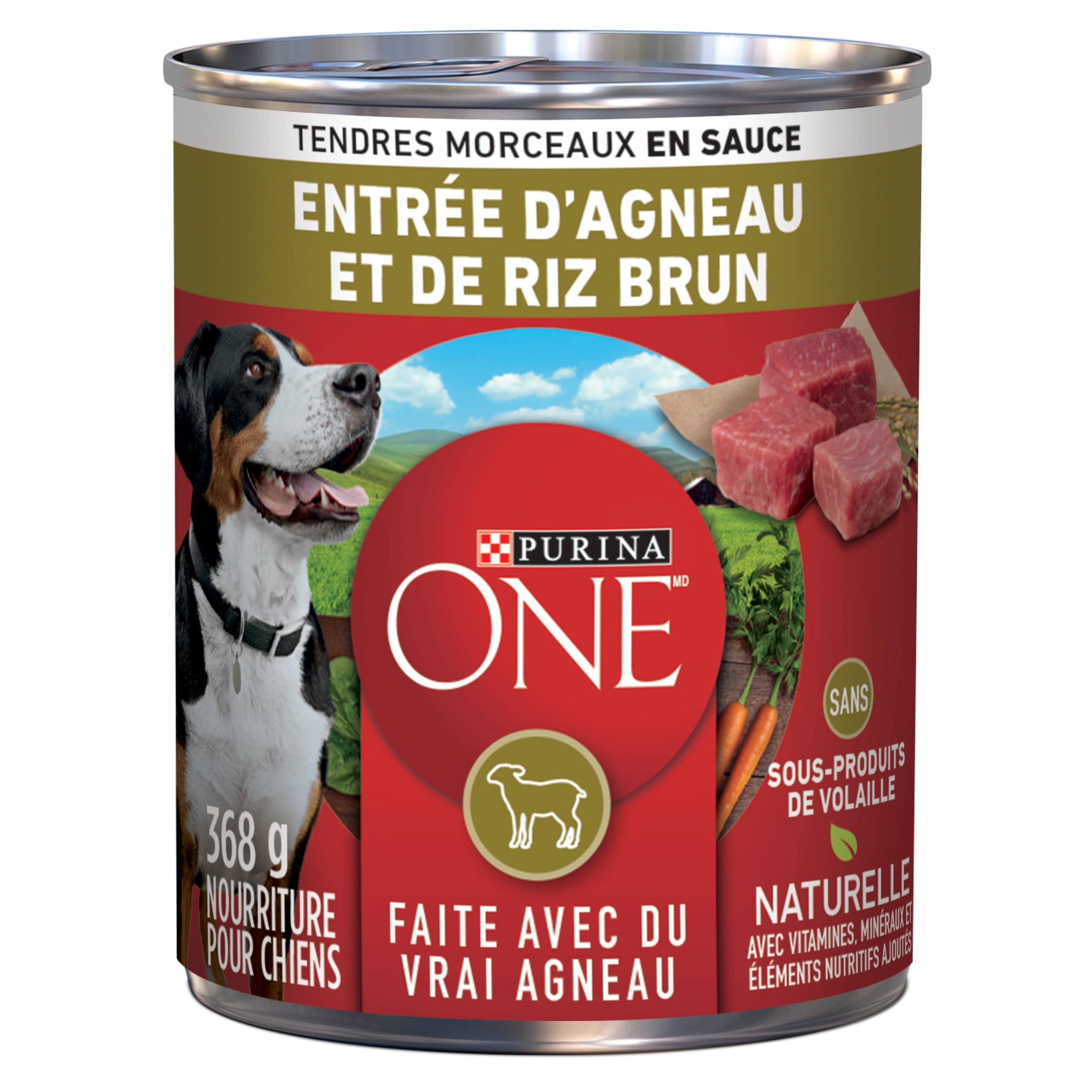 Purina ONE Tendres Morceaux en Sauce Entrée d'Agneau et Riz Brun, Nourriture Humide pour Chiens 368 g