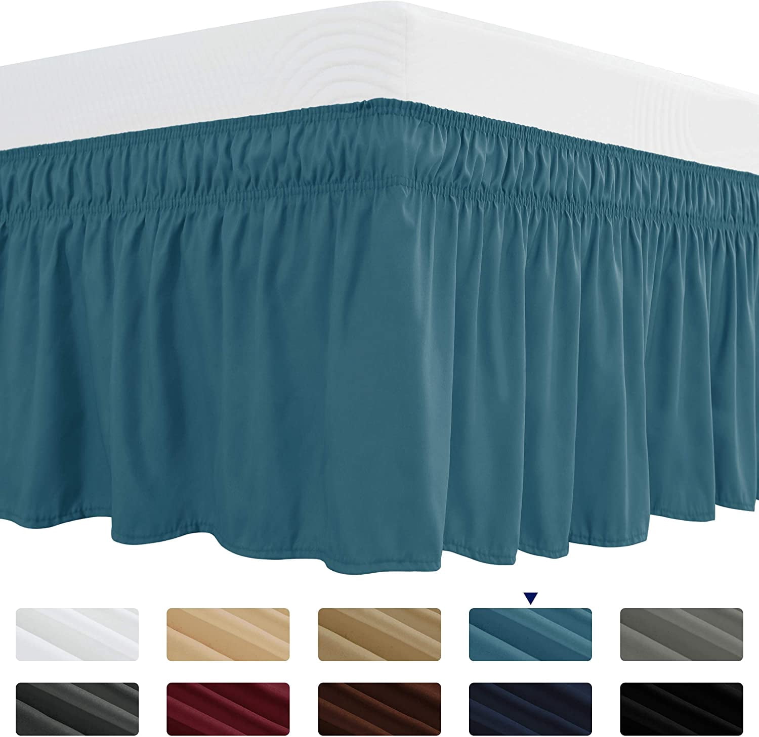 Subrtex Easy Fit Bed Skirts , Wrap Around Dust Ruffle with Long Tailored Drop