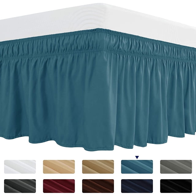 Subrtex Easy Fit Bed Skirts , Wrap Around Dust Ruffle with Long Tailored Drop