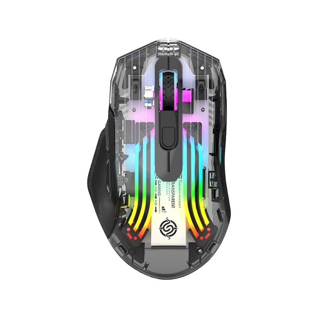 Rbaofujie Gaming Mouse Wired Connection Wireless Connection Bluetooth Connection The Third Mock Examination Full Transparent RGB Cool Light Effect 5-gear DPI Adjustment Game Mouse Rechargeable Mouse