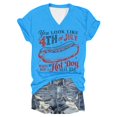 thumbnail image 1 of TSADFHJI Hauts Mignons pour Femmes Manches Longues Col Rond Imprimé Lettre Manches Courtes T-Shirt Col Rond Haut L Bleu Clair, 1 of 3