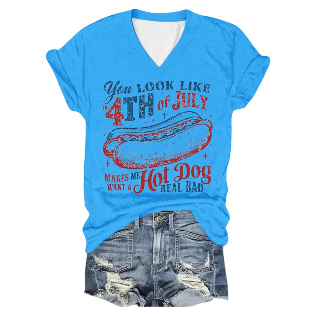 TSADFHJI Hauts Mignons pour Femmes Manches Longues Col Rond Imprimé Lettre Manches Courtes T-Shirt Col Rond Haut L Bleu Clair